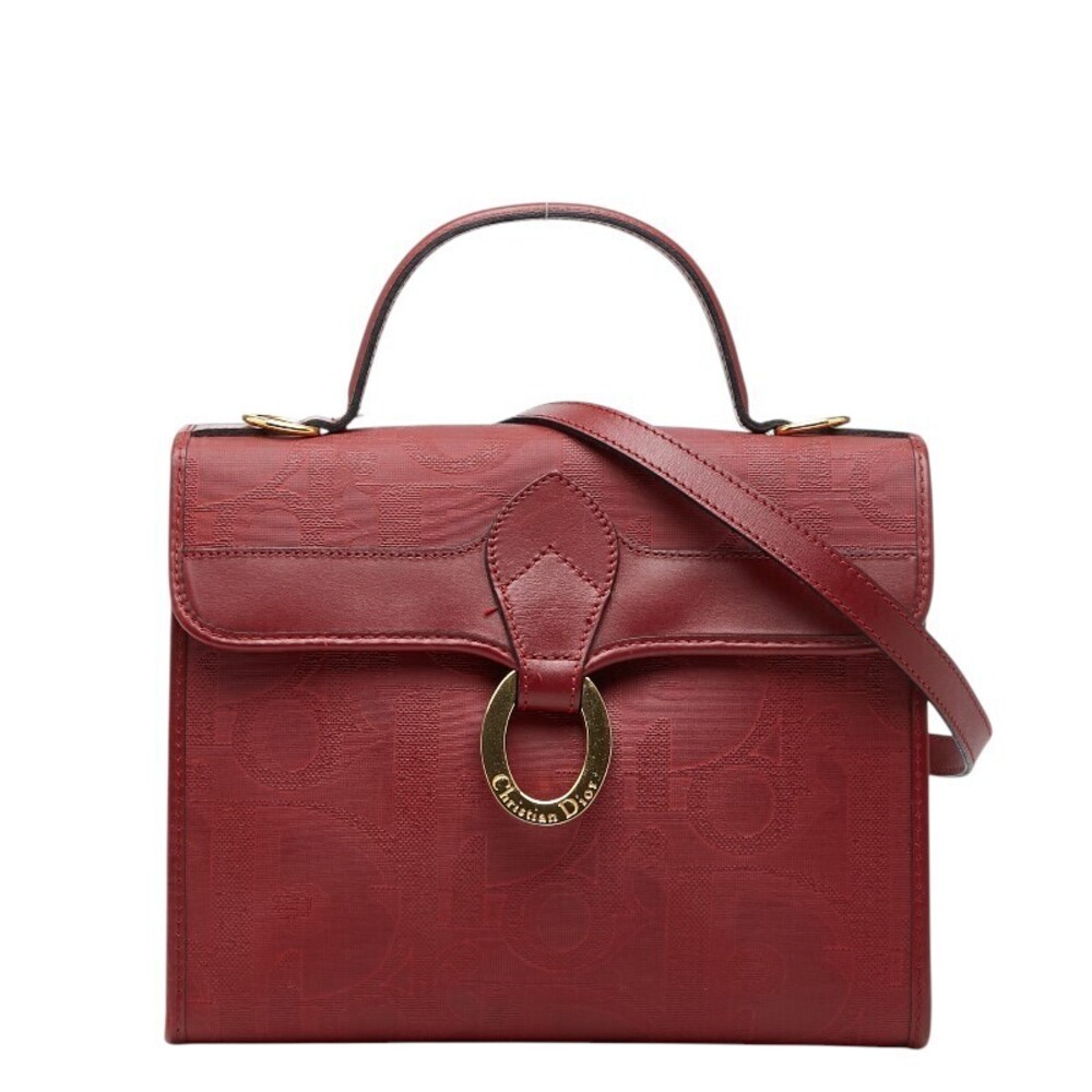 Christian Dior Trotter Leather 2Way Shoulder Bag Red